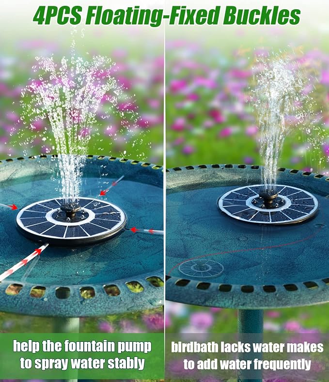 SZMP Solar Fountain Upgraded 100% Glass Panel, 3.5W Solar Powered Water Pump - Image 5
