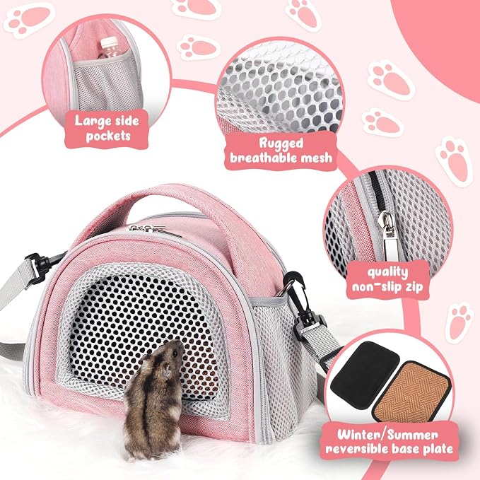 YUDODO Hamster Carrier Guinea Pig Carrier Bag Small Animal Sugar Glider Pouch - Image 3