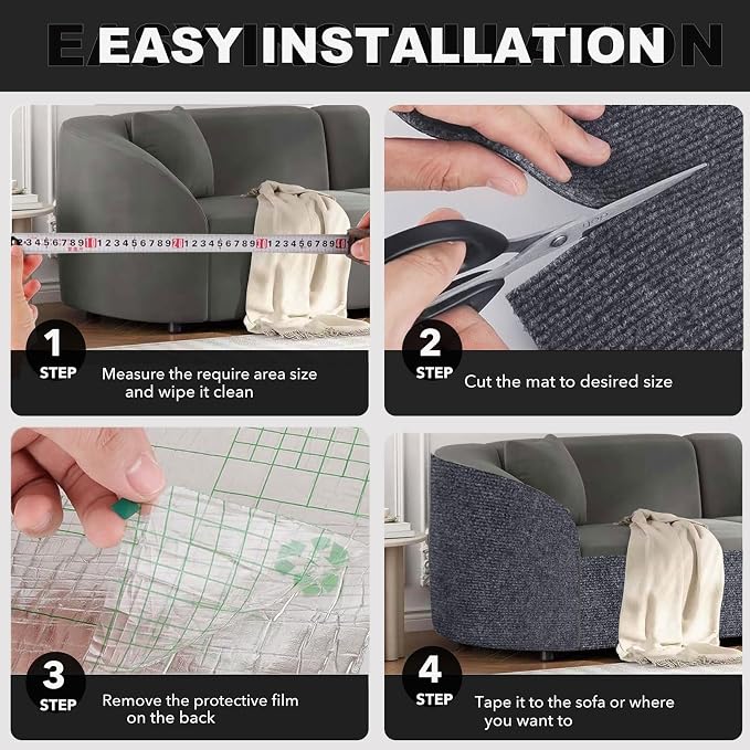 118"X15.8" Self-Adhesive Cat Scratching Mat, Couch Protector from Cat Claws - Image 7