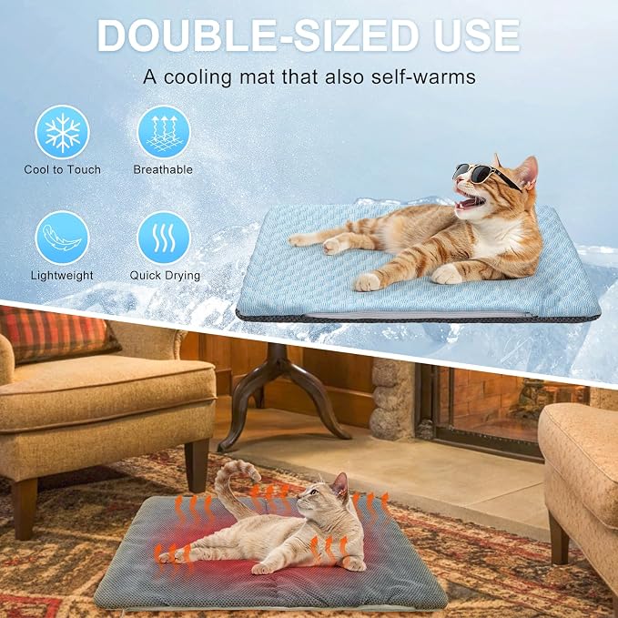 BEAUTYZOO Cooling Mat for Cats & Dogs -20" X 12" Ice Silk Cat Cooling Mat - Image 6
