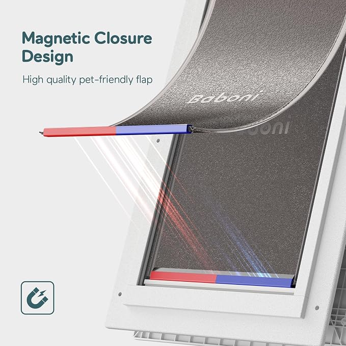 Baboni 3-Flaps Pet Door for Interior and Exterior Doors, Durable Plastic Frame - Image 6