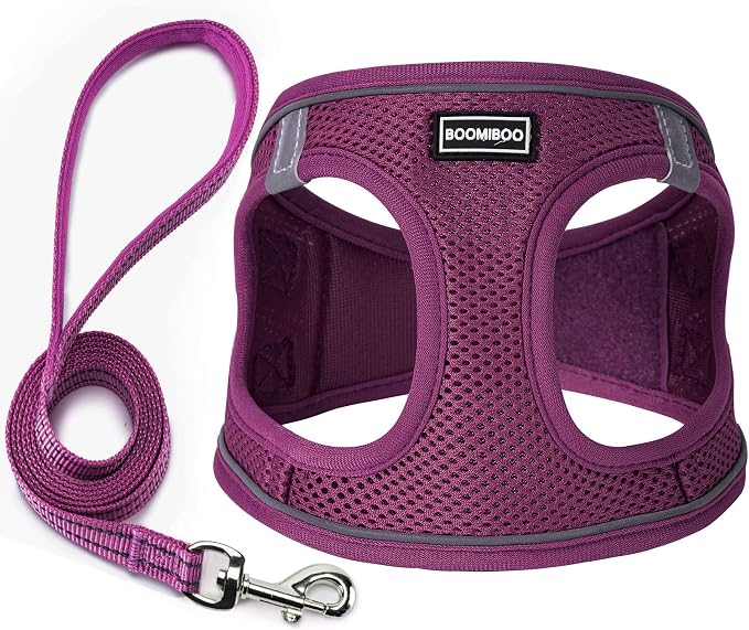 Dog Harness with Leash Set, No Pull Adjustable Reflective Step-in Puppy Pet by BOOMIBOO