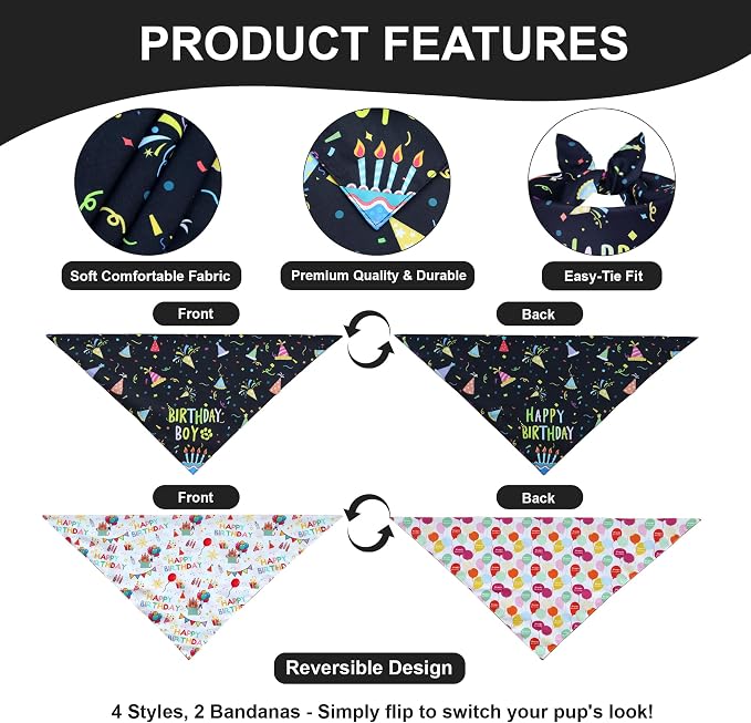 Dog Birthday Bandanas, Party Outfit Gift - Image 5