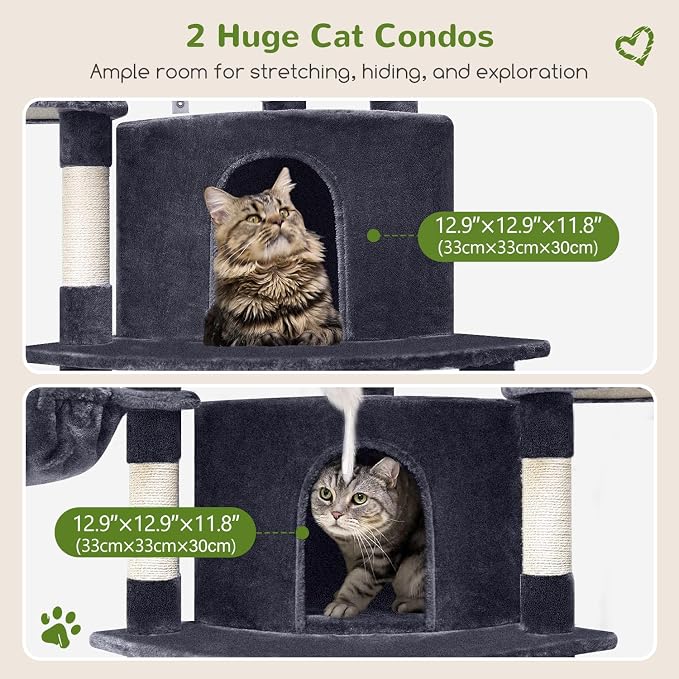 Globlazer Corner Cat Tree for Large Cats, 66inch Tall Curved Series Large Cat - Image 4