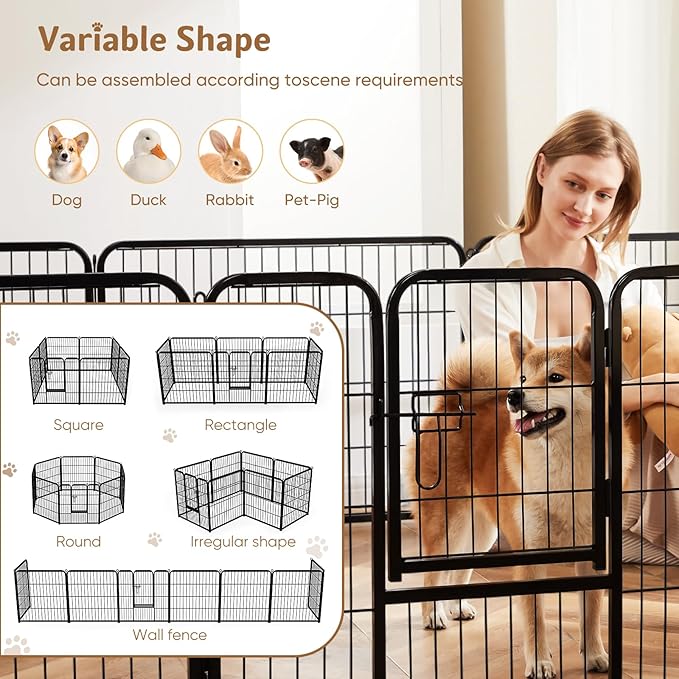 DUMOS Dog Playpen Indoor, Metal 40 Inch 8 Panels Foldable Pet Fence - Image 4