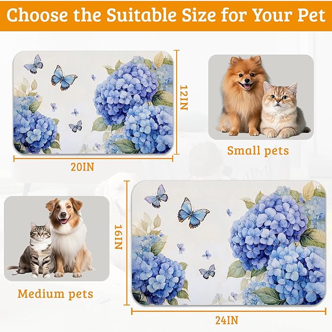 Pet Feeding Mat, Non-Slip Water Bowl Placemat, Pet Supplies 12" x 20" - Image 6
