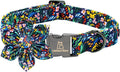 Lionheart glory Dog Collar Darkblue Flower Dog Bow Collars Floral Dog Collar by LionheartGlory