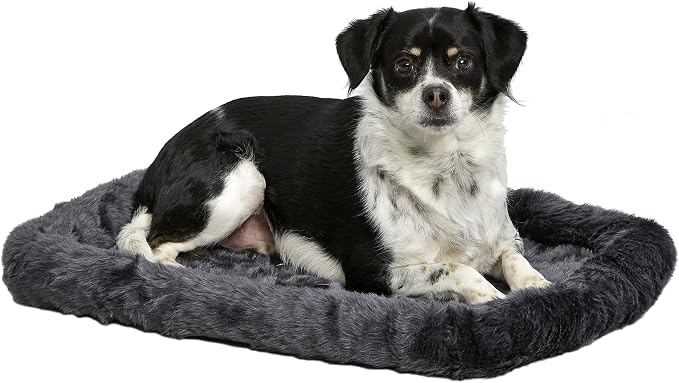 MidWest Homes for Pets QuietTime Dog Bed – Gray Faux Fur Bolster, Ultra-Soft by MidWestHomesForPets