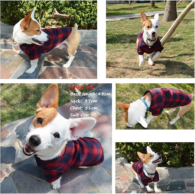 Koneseve Dog Plaid Shirt, Pet Clothes T-Shirt Sweater Matching Breathable - Image 6
