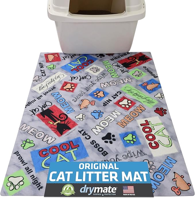 Drymate Cat Litter Box Mat, Litter Trapping Mat, Waterproof, Urine-Proof by Drymate