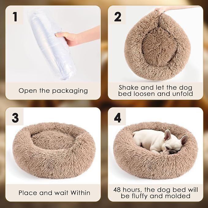 Hoewina Dog & Cat Bed for Indoor Cats, 20in Calming Donut Bed for Puppy and - Image 7