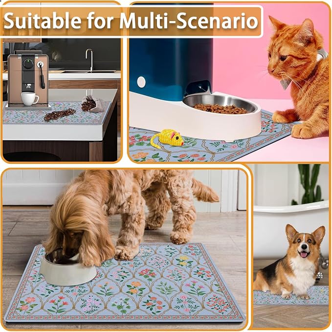 Absorbent Pet Dog Bowl Mat for Food and Water, Pet Cat Food Feeding Mat - Image 7