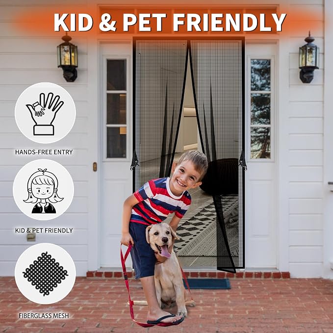 Fiberglass Magnetic Screen Door Fit Door Size 48 x 96 in- Heavy Duty Fiberglass - Image 4