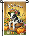 Fall Garden Flag Welcome Calf Animal Garden Flag Farm 12x18 Inch Double Sided by BlissYard