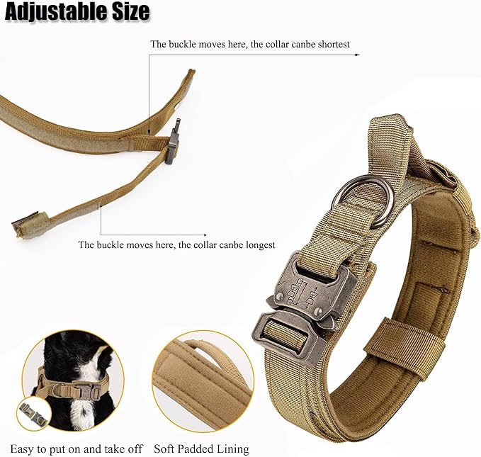 Tactical Dog Collar, Adjustable Military Training Nylon Dog Collar - Image 6