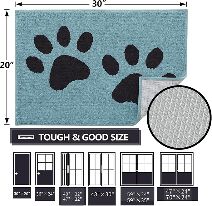 Buganda Dog Door Mat for Muddy Paws, Absorbent Dirt Trapper Washable Indoor - Image 2