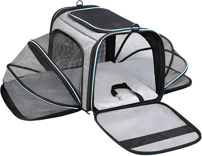 Airline Approved Portable Pet Carrier 2 Sides Expandable Soft-Sided Large Cats by MASKEYON