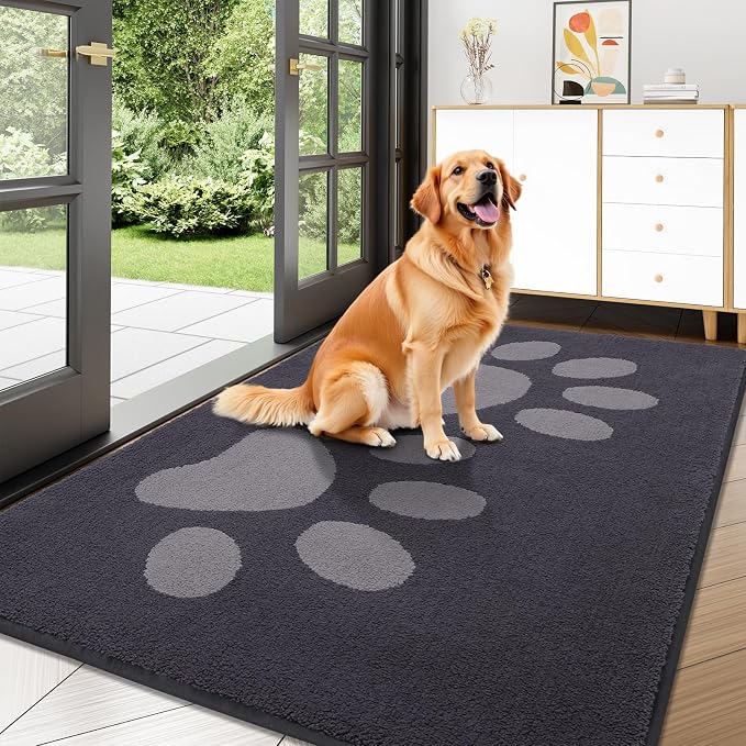 Buganda Dog Door Mat for Muddy Paws, Absorbent Dirt Trapper Washable Indoor by Buganda