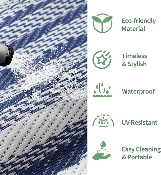 GENIMO Outdoor Rug for Patio Clearance, Reversible Plastic Straw Rugs for RV - Image 5