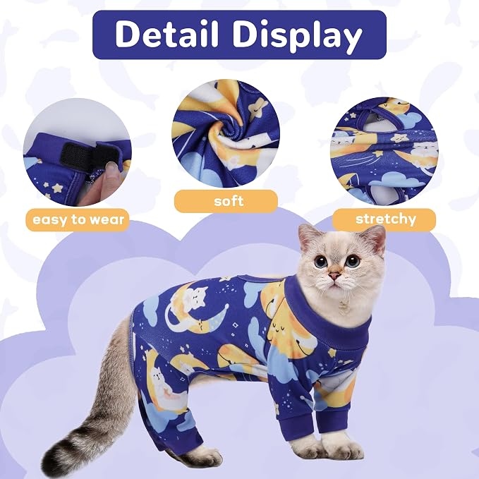 PUMYPOREITY Cat Recovery Suit, Stops Wound Licking After Surgery, Sticky Hair - Image 2