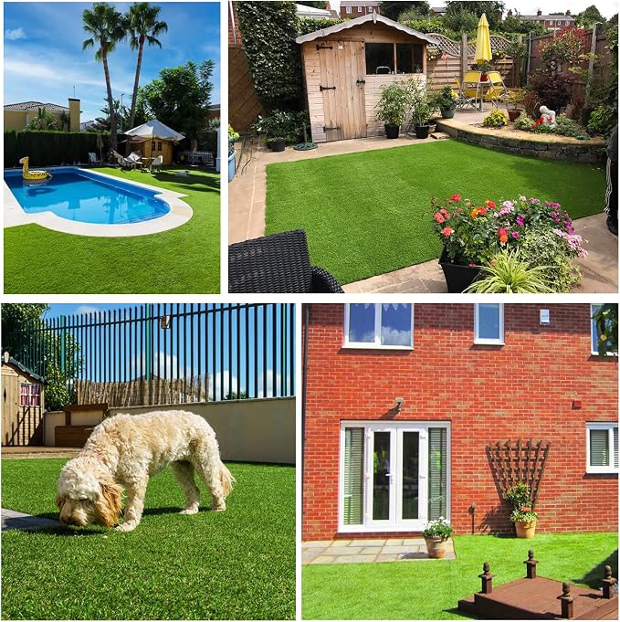Artificial Grass Rug Outdoor Indoor 15FTX19FT Fake Grass Carpet Green Synthetic - Image 8