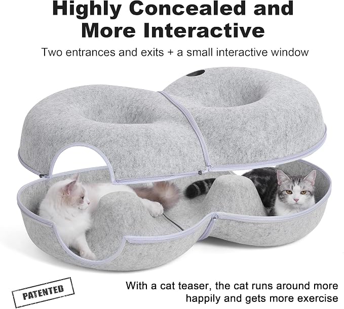8-Shaped Large Cat Tunnel Bed for Indoor Cats, Infinite Circulation Peekaboo - Image 3