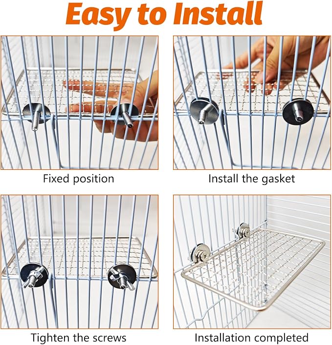 BNOSDM Bird Perch Platform 2 Pcs Stainless Steel Grid Parrot Perches Stand - Image 5