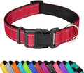 Reflective Dog Collar, Adjustable Soft Neoprene Padded Nylon Pet Collars by PWOD
