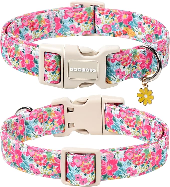 DOGWONG Spring Flower Dog Collar-Cute Floral Daisy Dog Collar, Adjustable Soft - Image 2