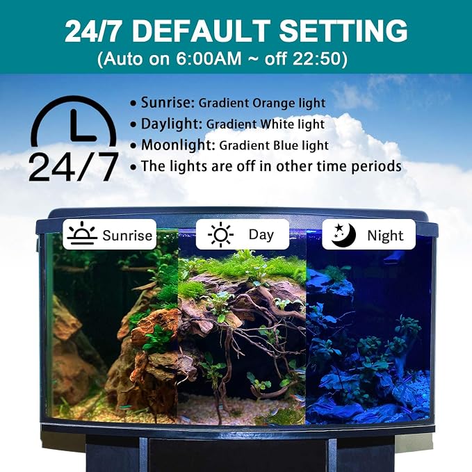 hygger 24/7 Mode Submersible Aquarium LED Light, Full Spectrum Hidden Fish Tank - Image 2