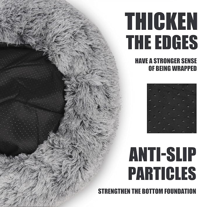 ShinHye Cat Bed Round Plush Fluffy Hooded Cat Bed Cave, Cozy - Image 7