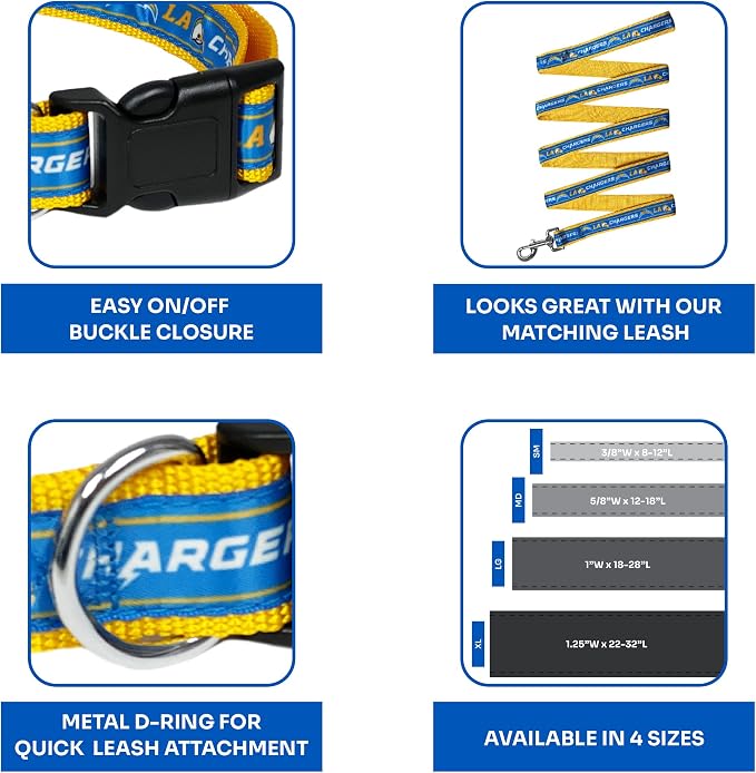 NFL PET Collar Los Angeles Chargers Dog Collar, Large Football Team Collar - Image 6