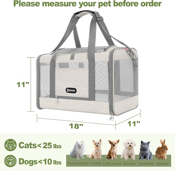 Cat Carrier American Airline Approved 18x11x11, Top Opening Sturdy Soft Pet - Image 2