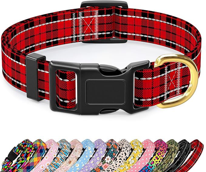 Reflective Dog Collar for Medium Dogs, Cute Boho Adjustable Heavy-Duty Nylon by TMOODEL