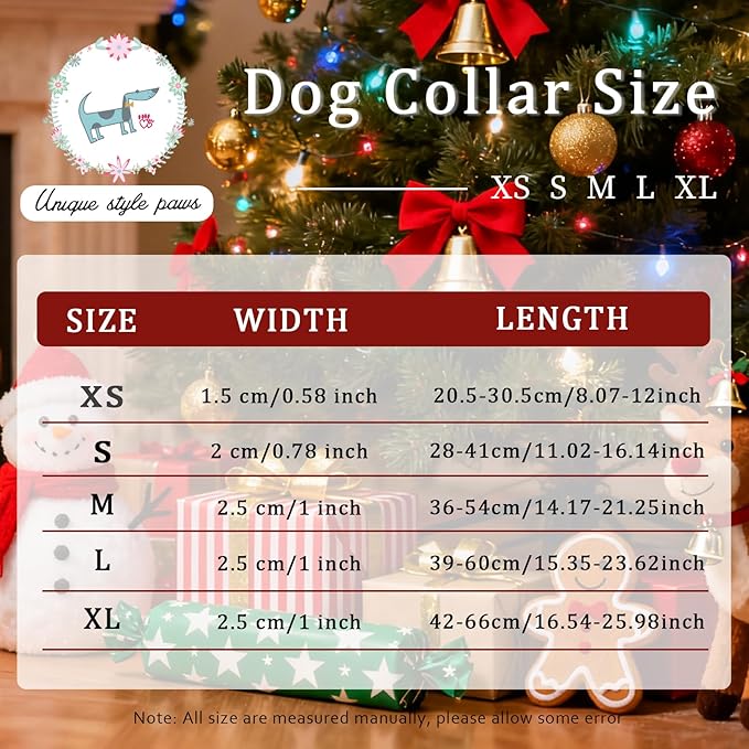 Christmas Dog Collar, Unique Style Paws Red Green Grids Dog Collar - Image 6