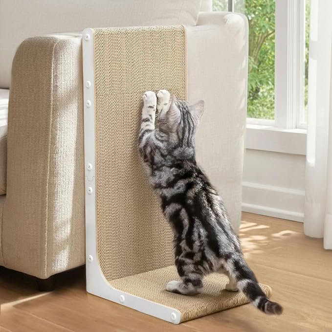 Cardboard Cat Scratcher, 23 Inch L Shape Scratch Pad Wall Mounted, Vertical by Conlun