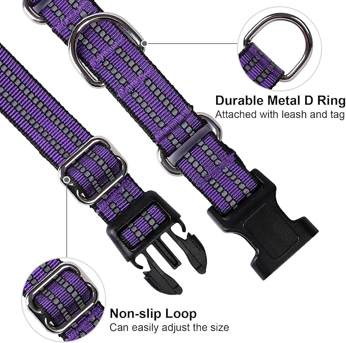 Martingale Dog Collar, Adjustable Nylon Reflective Collar - Image 3