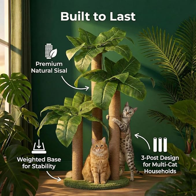 31.5Inch Cat Scratching Post, Cat Scratcher Tree - Image 2