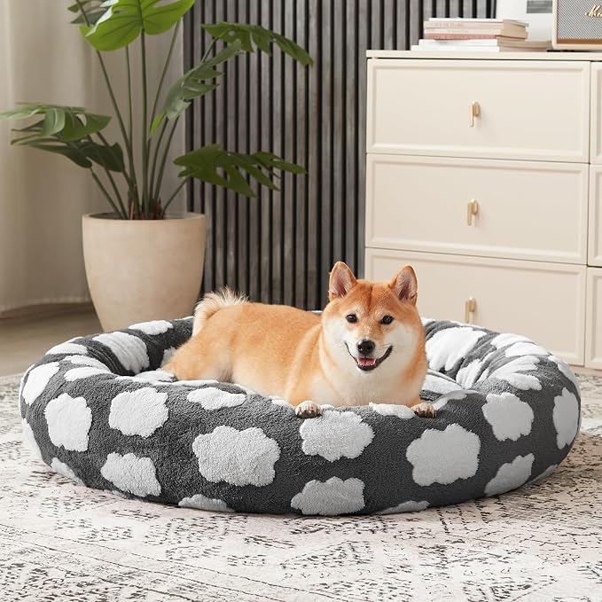JOEJOY Donut Dog Bed Medium Size Dog, Cute Round Calming Pet Bed - Image 8