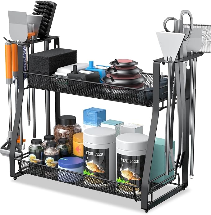Pawfly Aquarium Tool Organizer, Detachable Metal Fish Tank Accessory Organizer by Pawfly