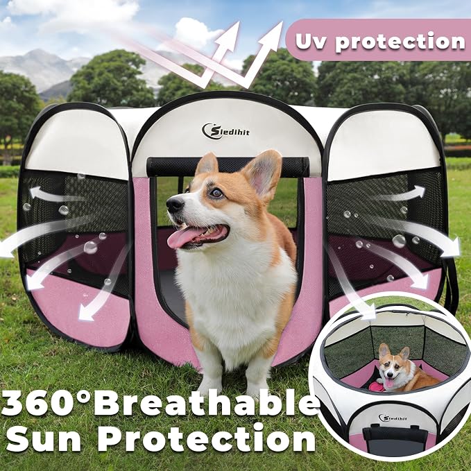 Pink Puppy Playpen for Middle Dog Cat, Dog Tent Crates Cage Indoor/Outdoor - Image 5