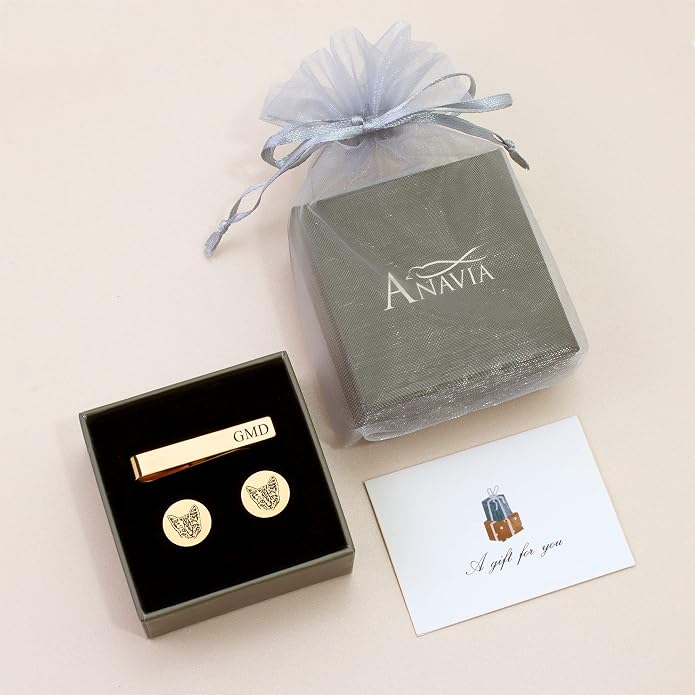 Anavia Pet Portrait & Handwriting Cufflinks Tie Clip Gift Box Set, Personalized - Image 7