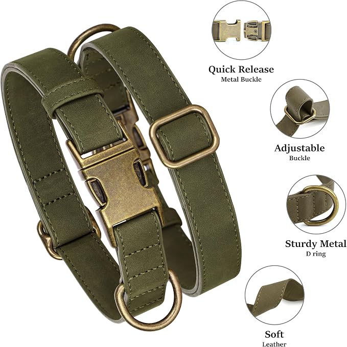 Didog Soft PU Leather Dog Collar, Stylish Quick Released Dog Collar - Image 2