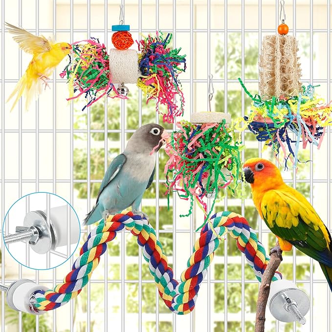 Foraging Toys Parakeet Chewing Hanging Toy Shredded Paper Bird Cage Accessories - Image 4