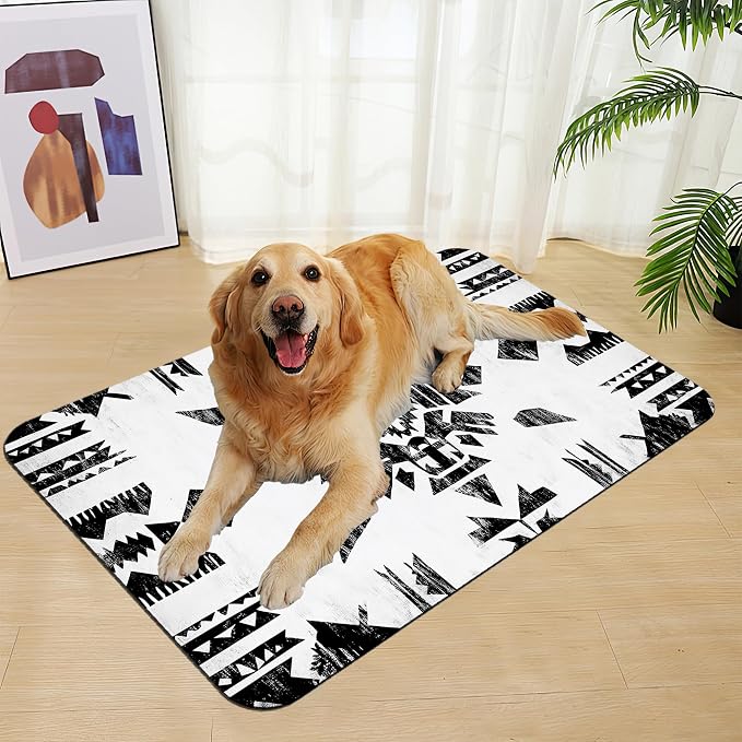 Black Boho Art Dog Food Mat–Christmas Stocking Absorbent Quick Dry Feeding - Image 7
