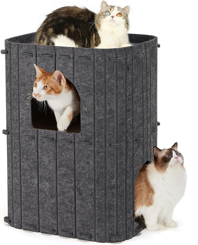 FUKUMARU Cat House for Indoor Cats, 23.62 Inch Large Cat Bed Cave Condo by FUKUMARU