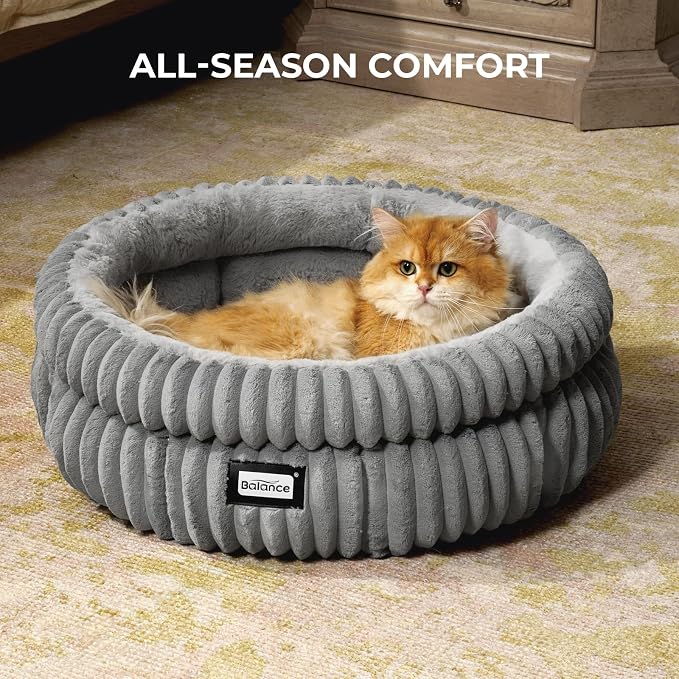 BALANCE Cat Bed Kitten Bed, Washable Round Cat Beds - Image 4