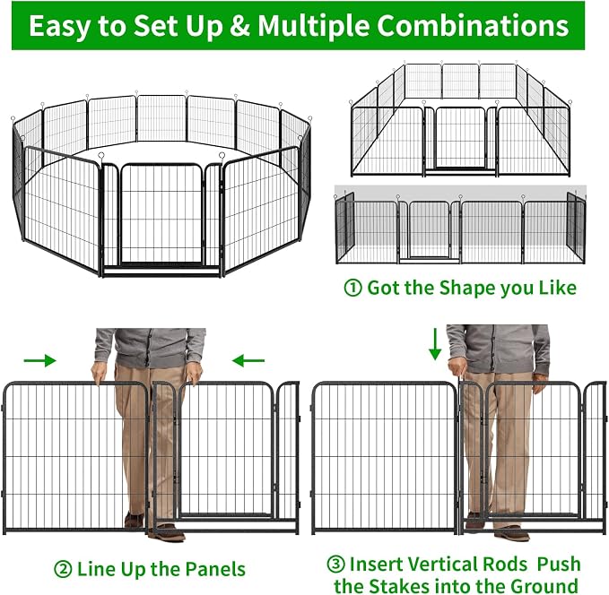 Dog Playpen Outdoor Extra Wide 12 Piece Panels Heavy Duty Dog Fence 32" Height - Image 7