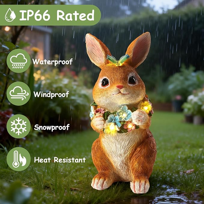 Solar Garden Statues Outdoor Easter Bunny Decorations - Image 5