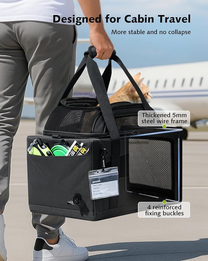 Pecute Expandable Pet Carrier Airline Approved Dog Cat Carrier, Breathable - Image 2